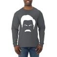 thumbnail image 1 of Wild Bobby, White Parks and Rec Fans Ron Swanson Mustache Face Silhouette, Pop Culture, Men Long Sleeve Shirt, Charcoal, XX-Large, 1 of 4