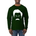 thumbnail image 1 of Wild Bobby, White Parks and Rec Fans Ron Swanson Mustache Face Silhouette, Pop Culture, Men Long Sleeve Shirt, Forest Green, XX-Large, 1 of 4