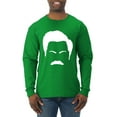 thumbnail image 1 of Wild Bobby, White Parks and Rec Fans Ron Swanson Mustache Face Silhouette, Pop Culture, Men Long Sleeve Shirt, Kelly, Small, 1 of 4