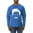 thumbnail image 1 of Wild Bobby, White Parks and Rec Fans Ron Swanson Mustache Face Silhouette, Pop Culture, Men Long Sleeve Shirt, Royal, Medium, 1 of 4
