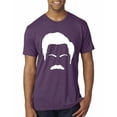 thumbnail image 1 of Wild Bobby, White Parks and Rec Fans Ron Swanson Mustache Face Silhouette, Pop Culture, Men Premium Tri Blend Tee, Vintage Purple, X-Large, 1 of 4