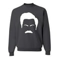 thumbnail image 1 of Wild Bobby, White Parks and Rec Fans Ron Swanson Mustache Face Silhouette, Pop Culture, Unisex Crewneck Graphic Sweatshirt, Charcoal, XX-Large, 1 of 4
