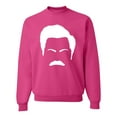 thumbnail image 1 of Wild Bobby, White Parks and Rec Fans Ron Swanson Mustache Face Silhouette, Pop Culture, Unisex Crewneck Graphic Sweatshirt, Fuschia, Small, 1 of 4