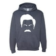 thumbnail image 1 of Wild Bobby, White Parks and Rec Fans Ron Swanson Mustache Face Silhouette, Pop Culture, Unisex Graphic Hoodie Sweatshirt, Vintage Heather Navy, Large, 1 of 4