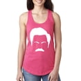 thumbnail image 1 of Wild Bobby, White Parks and Rec Fans Ron Swanson Mustache Face Silhouette, Pop Culture, Women Racerback Tank Top, Hot Pink, X-Large, 1 of 4