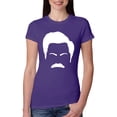 thumbnail image 1 of Wild Bobby, White Parks and Rec Fans Ron Swanson Mustache Face Silhouette, Pop Culture, Women Slim Fit Junior Tee, Purple Rush, Small, 1 of 4
