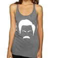 thumbnail image 1 of Wild Bobby, White Parks and Rec Fans Ron Swanson Mustache Face Silhouette, Pop Culture, Women Tri-Blend Racerback Tank Top, Premium Heather, Small, 1 of 4