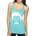 thumbnail image 1 of Wild Bobby, White Parks and Rec Fans Ron Swanson Mustache Face Silhouette, Pop Culture, Women Tri-Blend Racerback Tank Top, Tahiti Blue, Large, 1 of 4