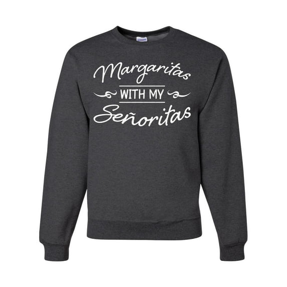 Wild Bobby, White Senoritas Funny Cinco de Mayo Cinco De Mayo Unisex Crewneck Sweatshirt, Heather Black, 3X-Large