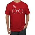 thumbnail image 1 of Wild Bobby, White Wizard Glasses and Lightning Scar, Movies, Men Graphic Tee, Red, Small, 1 of 4