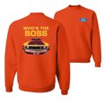 thumbnail image 1 of Wild Bobby, Who's The Boss Yellow 1969 Mustang 302, Cars and Trucks, Front and Back Unisex Crewneck Graphic Sweatshirt, Orange, Large, 1 of 4