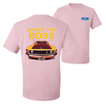 thumbnail image 1 of Wild Bobby, Who's the Boss Yellow 1969 Mustang 302 F&B Front & Back Cars T-Shirt, 1 of 1