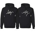 thumbnail image 1 of Wild Bobby, Wifey Hubby Cute Wife Husband Cute Gift His and Hers Matching Couples Hoodies Sweater Set, Black, Mens M-Womens 3XL, 1 of 1