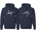 thumbnail image 1 of Wild Bobby, Wifey Hubby Cute Wife Husband Cute Gift His and Hers Matching Couples Hoodies Sweater Set, Navy, Mens XL-Womens XL, 1 of 1