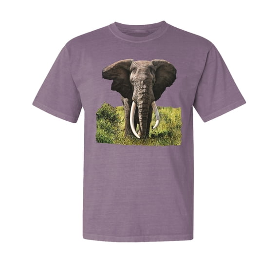 Wild Bobby, Wild African Forest Elephant Nature, Animal Lover, Garment-Dyed Washed Look Short Sleeve T-Shirt, Rosewood, Large