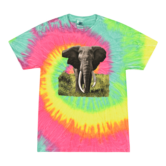 Wild Bobby, Wild African Forest Elephant Nature Animal Lover Tie-Dye T-Shirt