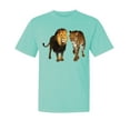 thumbnail image 1 of Wild Bobby, Wild African Lion and Cheetah, Animal Lover, Garment-Dyed Washed Look Short Sleeve T-Shirt, Mint, Medium, 1 of 3