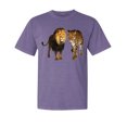 thumbnail image 1 of Wild Bobby, Wild African Lion and Cheetah, Animal Lover, Garment-Dyed Washed Look Short Sleeve T-Shirt, Purple, X-Large, 1 of 3