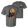 thumbnail image 1 of Wild Bobby, Wild Bobby Cute Sitting African Lion, Animal Lover, Front and Back Garment-Dyed Short Sleeve Tees, Charcoal, Large, 1 of 3