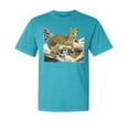 thumbnail image 1 of Wild Bobby, Wild Forest Spotted Cheetah Family, Animal Lover, Garment-Dyed Washed Look Short Sleeve T-Shirt, Blue Lagoon, Small, 1 of 3