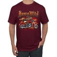 thumbnail image 1 of Wild Bobby, Wild Hawg Bike Motorcycle Flaming Cars and Trucks Men's Graphic T-Shirt, Maroon, 2XL, 1 of 3