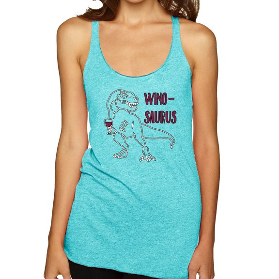 Wild Bobby Winosaurus Dino Women Tri-Blend Racerback Tank Top