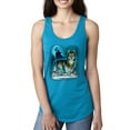 thumbnail image 1 of Wild Bobby, Wolf Howling At the Full Moon Wolf Pack Animal Lover Ladies Racerback Tank Top, Turquoise, Small, 1 of 3