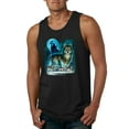 thumbnail image 1 of Wild Bobby, Wolf Howling At the Full Moon Wolf Pack Animal Lover Mens Graphic Tank Top, Black, X-Large, 1 of 3