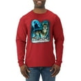 thumbnail image 1 of Wild Bobby, Wolf Howling At the Full Moon Wolf Pack Animal Lover Mens Long Sleeve Shirt, Red, 3XL, 1 of 3