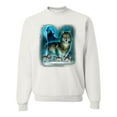thumbnail image 1 of Wild Bobby, Wolf Howling At the Full Moon Wolf Pack Animal Lover Unisex Crewneck Graphic Sweatshirt, White, Medium, 1 of 3