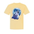 thumbnail image 1 of Wild Bobby, Wolf Howling at The Moon, Animal Lover, Garment-Dyed Washed Look Short Sleeve T-Shirt, Banana, X-Large, 1 of 3