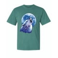 thumbnail image 1 of Wild Bobby, Wolf Howling at The Moon, Animal Lover, Garment-Dyed Washed Look Short Sleeve T-Shirt, Emerald, Medium, 1 of 3