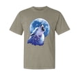 thumbnail image 1 of Wild Bobby, Wolf Howling at The Moon, Animal Lover, Garment-Dyed Washed Look Short Sleeve T-Shirt, Sand, Large, 1 of 3