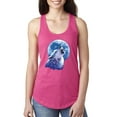 thumbnail image 1 of Wild Bobby, Wolf Howling at the Moon | Womens Animal Lover Jersey Racerback Tank Top, Raspberry, Large, 1 of 3