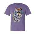 thumbnail image 1 of Wild Bobby, Wolf Oil Painting, Animal Lover, Garment-Dyed Washed Look Short Sleeve T-Shirt, Purple, Small, 1 of 3