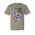 thumbnail image 1 of Wild Bobby, Wolf Oil Painting, Animal Lover, Garment-Dyed Washed Look Short Sleeve T-Shirt, Sand, Large, 1 of 3