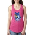 thumbnail image 1 of Wild Bobby, Wolf Painting Splatter Abstract Art Animal Lover Ladies Racerback Tank Top, Raspberry, X-Large, 1 of 3