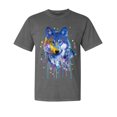thumbnail image 1 of Wild Bobby, Wolf Painting Splatter, Animal Lover, Garment-Dyed Washed Look Short Sleeve T-Shirt, Charcoal, Medium, 1 of 3