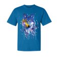 thumbnail image 1 of Wild Bobby, Wolf Painting Splatter, Animal Lover, Garment-Dyed Washed Look Short Sleeve T-Shirt, Cobalt, 2XL, 1 of 3