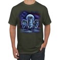 thumbnail image 1 of Wild Bobby, Wolfpack Running At Night Moon American Flag Animal Lover Men's Graphic T-Shirt, Military Green, 2XL, 1 of 3
