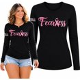 thumbnail image 1 of Wild Bobby Words of Encouragement Distressed US Flag Breast Cancer Awareness Womens Long Sleeve T-Shirt, 1 of 6