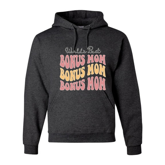 Wild Bobby, World's Best Bonus Mom Mother's Day Unisex Hoodie Sweatshirt, Heather Black, XX-Large