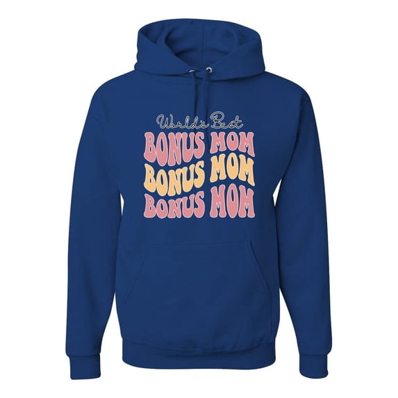 Wild Bobby, World's Best Bonus Mom Mother's Day Unisex Hoodie Sweatshirt, Royal, Large