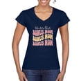 thumbnail image 1 of Wild Bobby, World's Best Bonus Mom Mother's Day Women’s Standard V-Neck Tee, Navy, Medium, 1 of 6