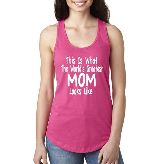 Wild Bobby, World's Greatest Mom Looks Like Mother's Day Ladies Racerback Tank Top, Raspberry, Medium