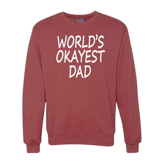 Wild Bobby,World's Okayest Dad Gift, Father's Day, Unisex Crewneck Graphic Sweatshirt, Vintage Heather Red, Medium
