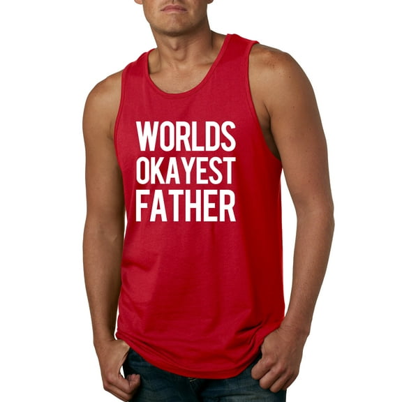 Wild Bobby,Worlds Okayest Father Gift for Father Dad Husband, Father's Day, Men Graphic Tank Top, Red, Large