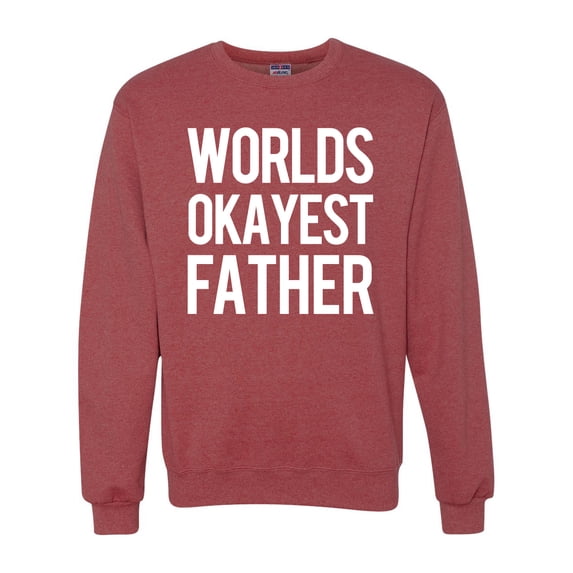 Wild Bobby,Worlds Okayest Father Gift for Father Dad Husband, Father's Day, Unisex Crewneck Graphic Sweatshirt, Vintage Heather Red, Large