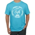 thumbnail image 1 of Wild Bobby Worry Ends When Faith In God Begins Inspirational/Christian Men Graphic Tee, Light Turquoise, 3X-Large, 1 of 5