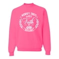 thumbnail image 1 of Wild Bobby Worry Ends When Faith In God Begins Inspirational/Christian Unisex Crewneck Graphic Sweatshirt, Neon Pink, Medium, 1 of 5